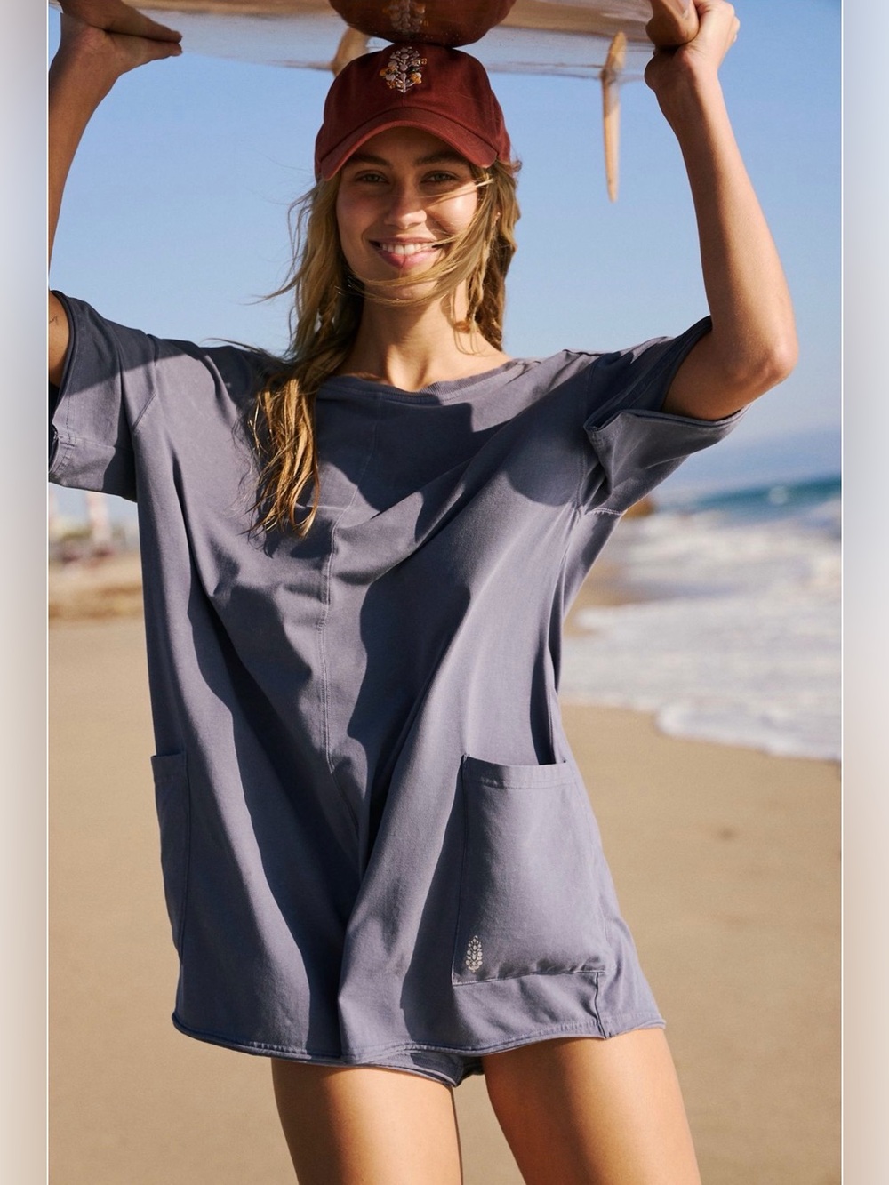 Free People Hot Shot Tee Romper - Size Medium - NWT - Oversized Athleisure - Picture 2 of 5